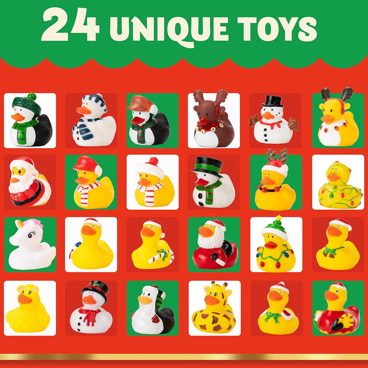 JOYIN Adventskalender 2023 mit Spielzeug Ente für 24 Tage Weihnachten Countdown mit 24 Gummienten fü