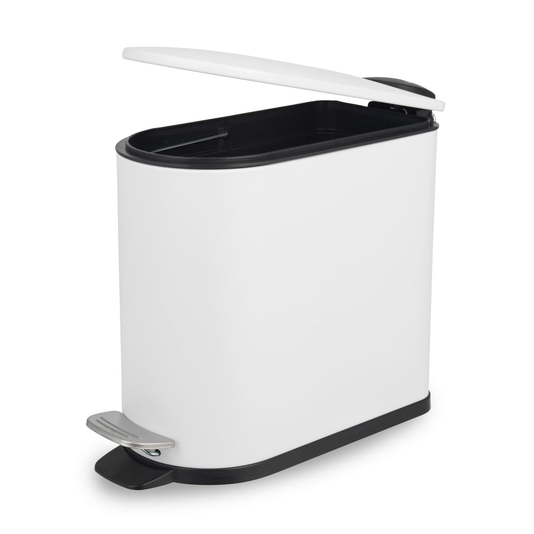 Beldray Kosmetikeimer mit Pedal, 5 Liter, kleiner WC-Mülleimer mit Soft-Close-Deckel, D-förmiger San