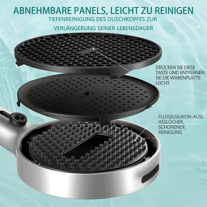 Duschkopf Gross Hochdruck XXL mit Schlauch Regenduschkopf mit 3+1 Strahlarten, 130mm Gross Handbraus