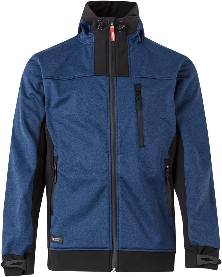 VELILLA 206007 Jacke Soft Shell Bicolor mit Kapuze, Farbe Blau und Schwarz, Grösse L