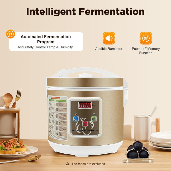 Schwarzer Knoblauch Fermenter, 5 Liter Electric Black Garlic Fermentation Maker Machine 360° Dreidim