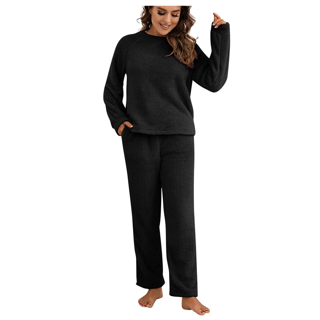 Ansenesna Hausanzug Fleece Damen Flauschig Teddyplüsch Gefüttert Winter Elegant Bekleidungsset Zweit