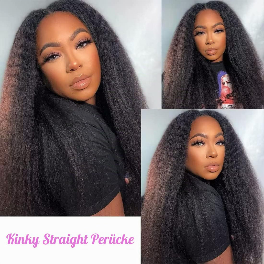 Echthaar Perücke V Part Wig Kinky Straight Human Hair No Leave Out Glueless Wigs Human Hair Pre Pluc