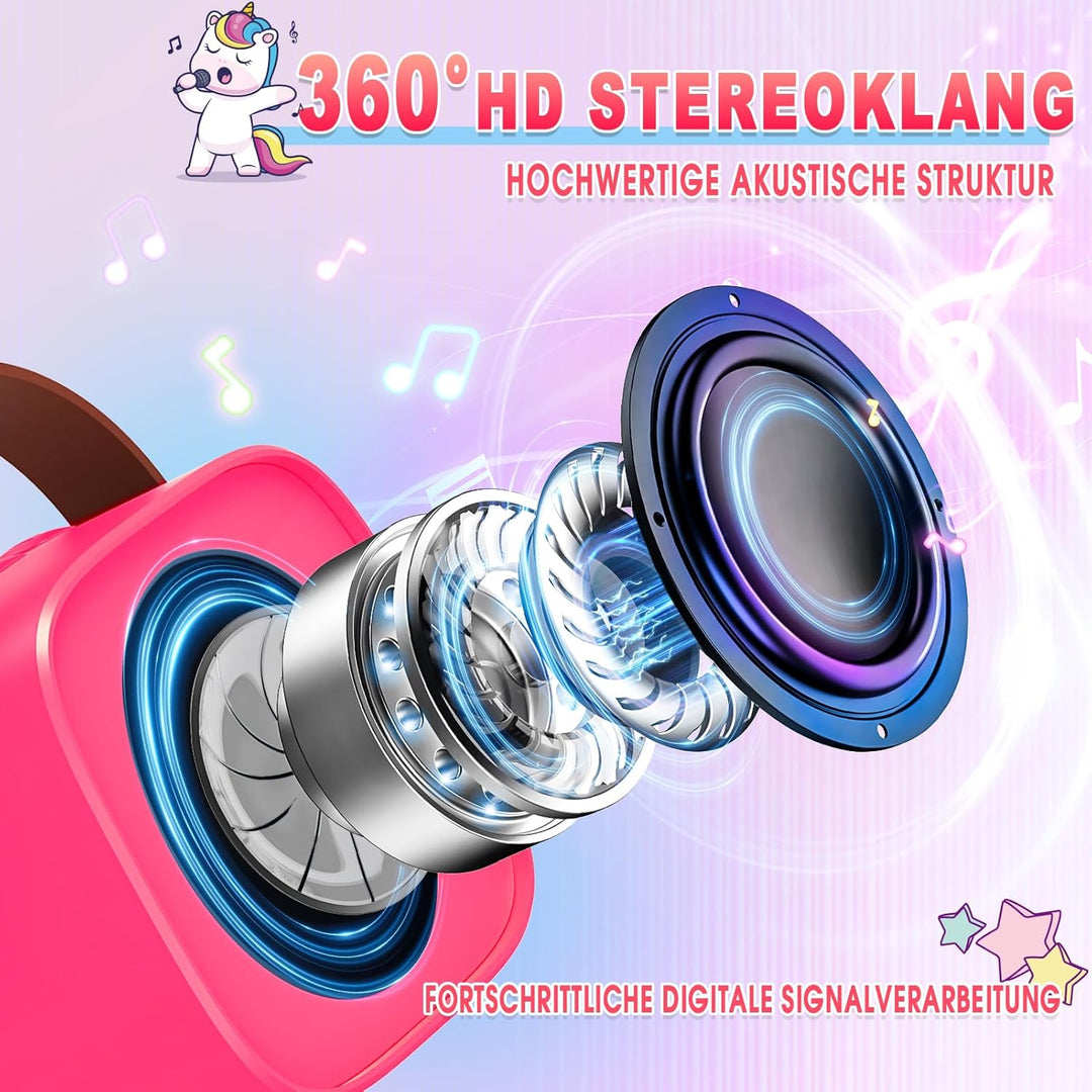 Dislocati Mädchen Geschenke 3-12 Jahre, Karaoke Maschine mit 2 Kinder Mikrofon Bluetooth Mädchen Spi