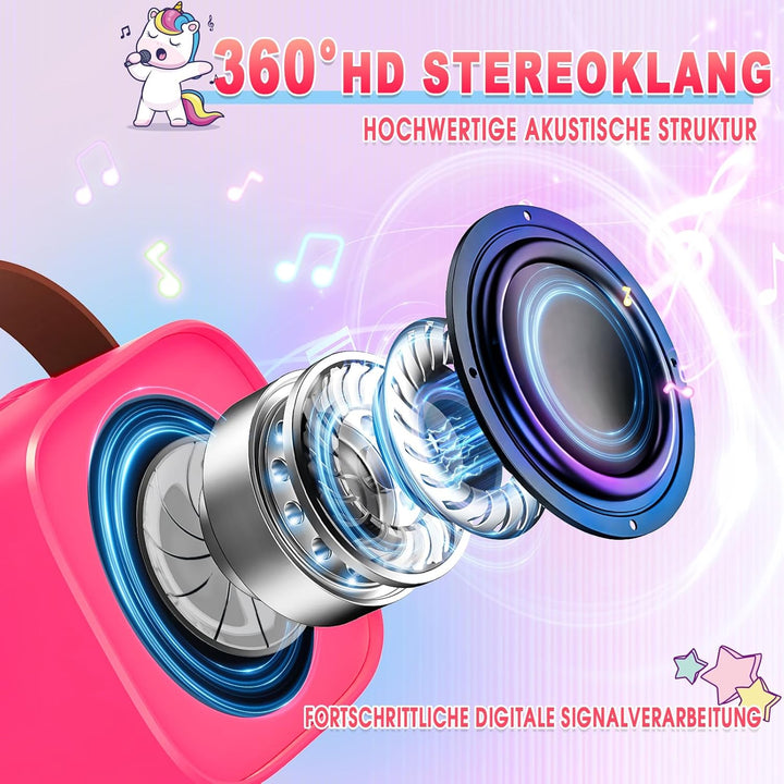 Dislocati Mädchen Geschenke 3-12 Jahre, Karaoke Maschine mit 2 Kinder Mikrofon Bluetooth Mädchen Spi