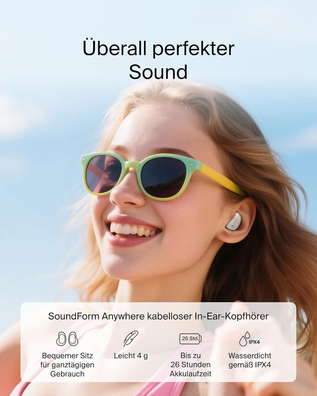 Belkin SoundForm Anywhere Bluetooth Kopfhörer Kabellos, Noise Cancelling Kopfhoerer, IPX4 Spritzwass