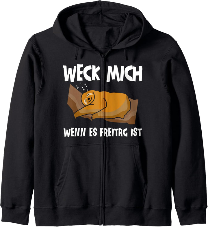 Weck Mich Wenn Es Freitag Ist Lustiges Faultier Kapuzenjacke