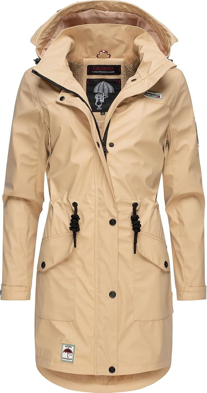 Navahoo Damen wasserdichter gefütterter Regenmantel Deike XL Beige, XL Beige