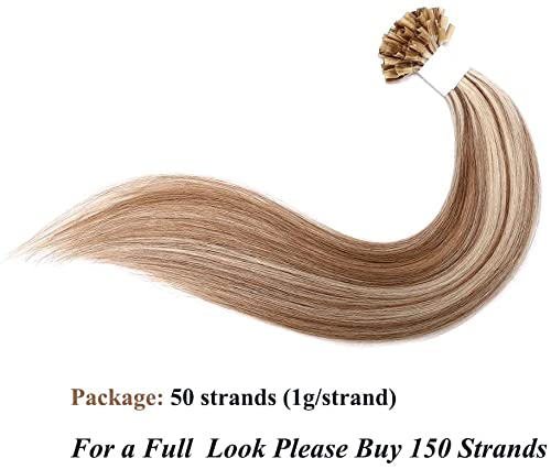 SEGO U Tip Extensions Haare Bonding Echthaar Bonded Haarverlangerung Keratin 1g/Strähne 50g Weissbra