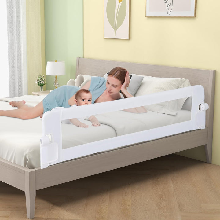 DREAMADE Bettgitter 150/120/105 cm, Kinderbettgitter Schutz, Kinderschutzgitter aus PP & Oxford, Bab