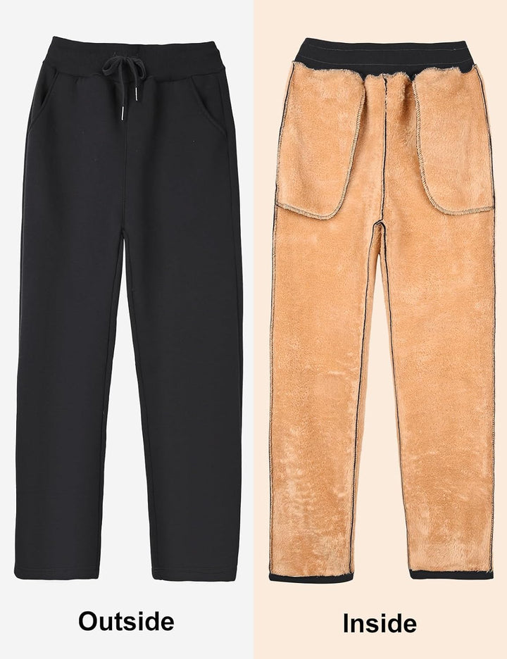 UMIPUBO Gefütterte Jogginghose Damen Warm Fleece Freizeithose Winter Thermo Fleecehose High Waist Sw