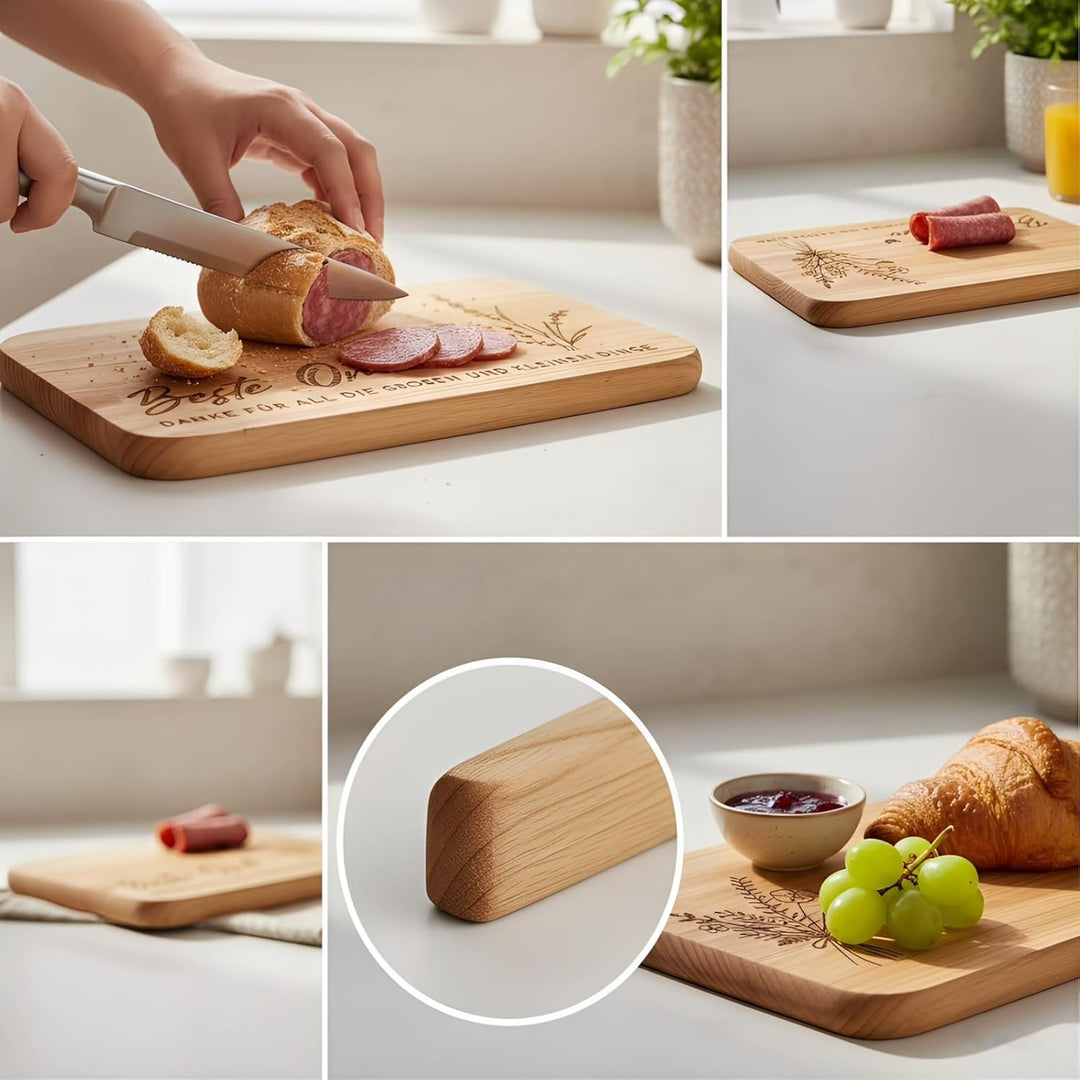 Oma und Opa Geschenk, Ostergeschenk für Grosseltern, Frühstücksbrettchen mit Gravur Geburtstagsgesch