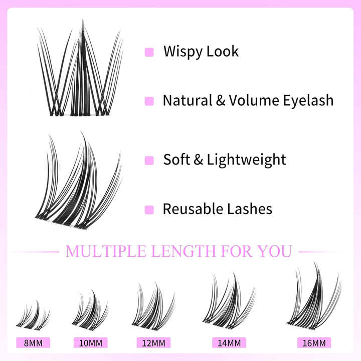 VEYESBEAUTY Wimpern Extensions 5-Sekunden-Wimperncluster Cluster Lashes Fake Lashes Wimpernverlänger