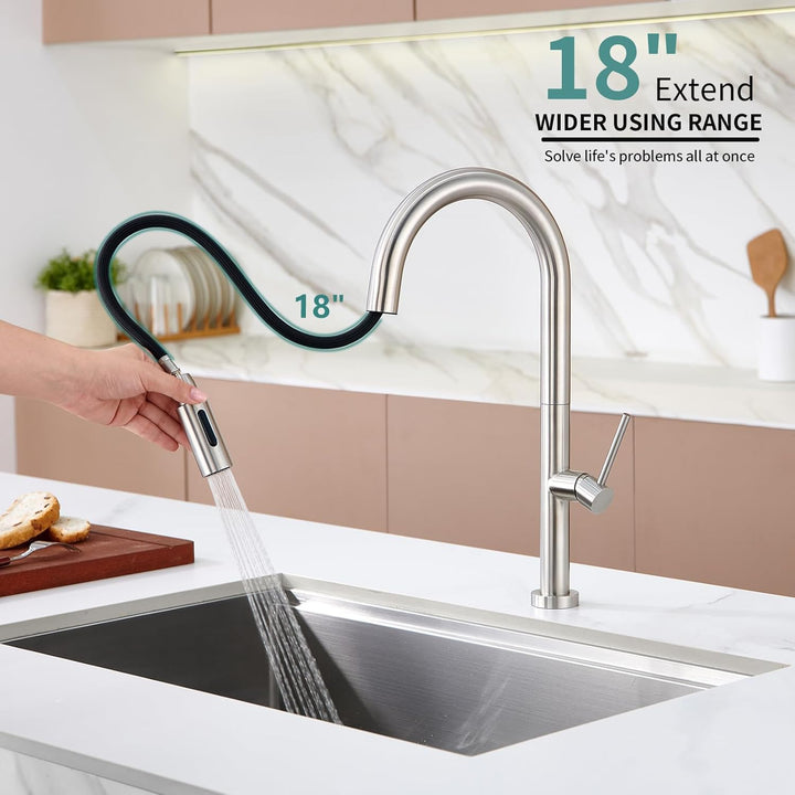 Niederdruck Armatur Küche, Niederdruck Wasserhahn Küche Ausziehbar, YardMonet 360° Drehbar Niederdru