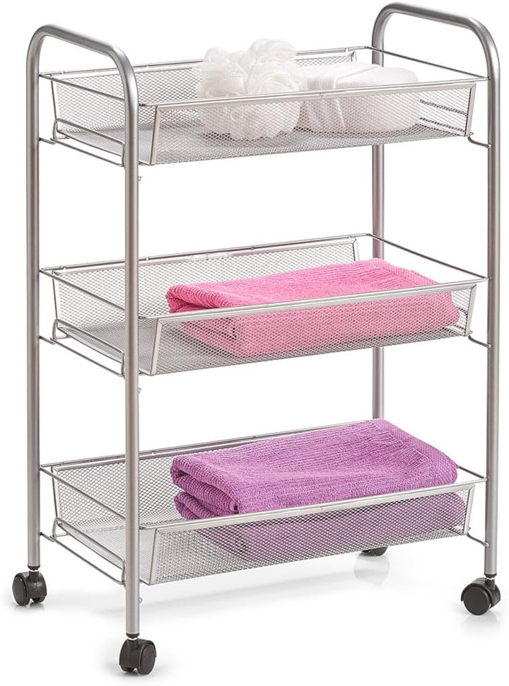 Zeller 17720 Etagen-Rollwagen Mesh 43.5 x 26 x 62.5 cm, grau, 1er Pack, Grau