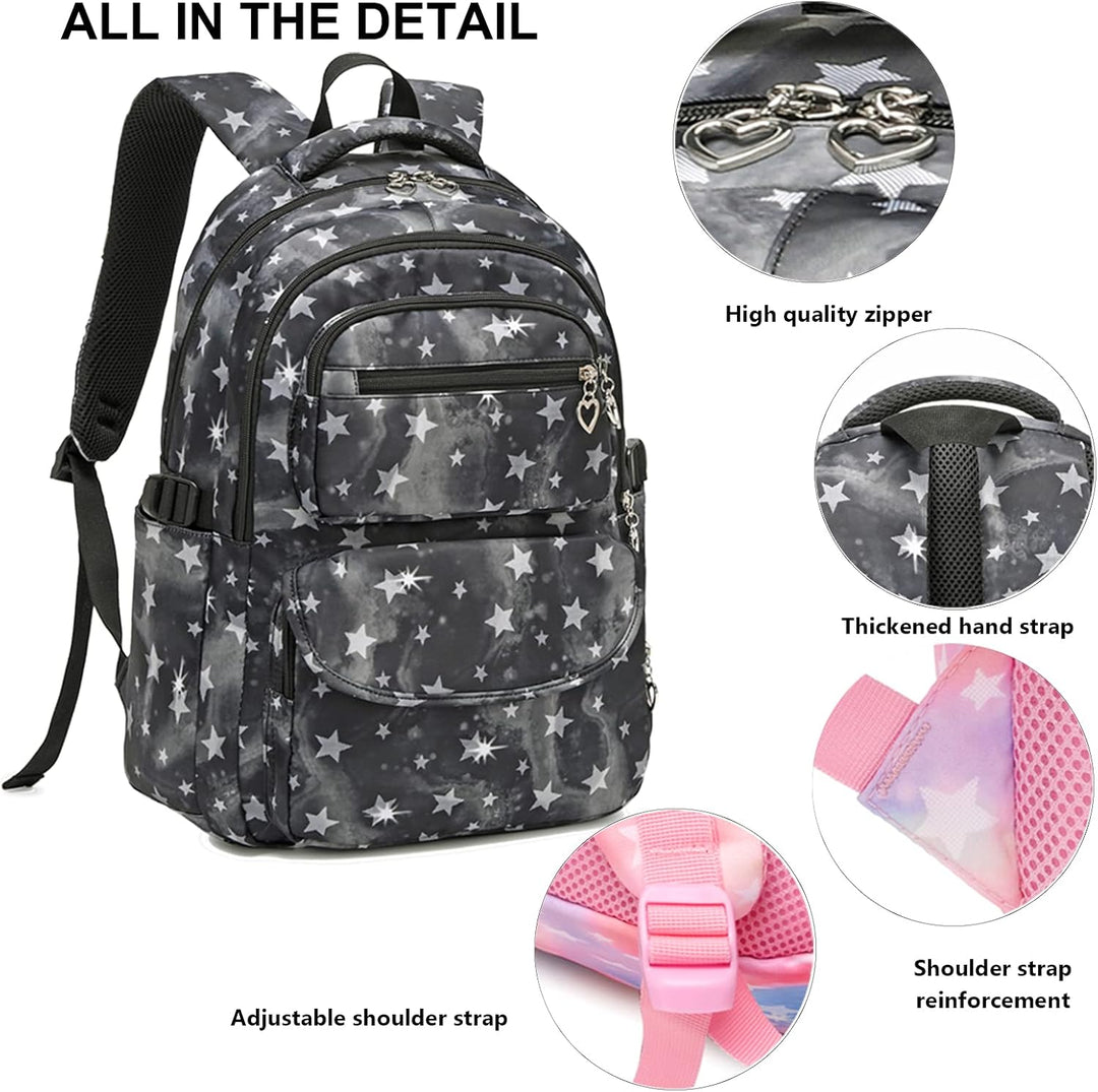 SIVENKE Schulrucksack-Set mit Lunch-Pack, Federmäppchen, 3-teilig, Büchertasche für Mittelschule, St