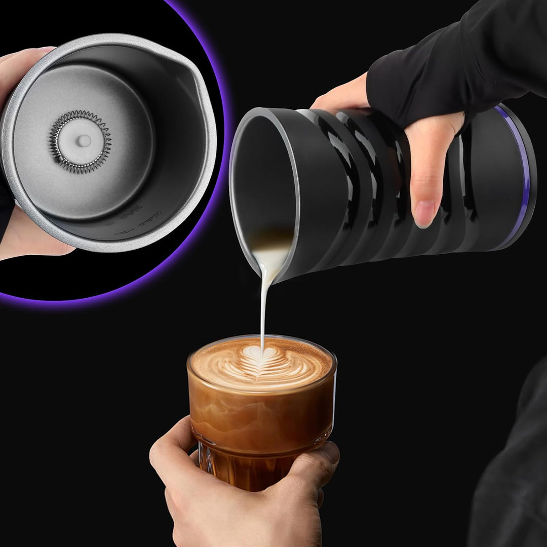 Milchaufschäumer Elektrisch, 4-in-1 Milchschäumer Elektrisch für Heisser und Kalter Milchschaum, Ele