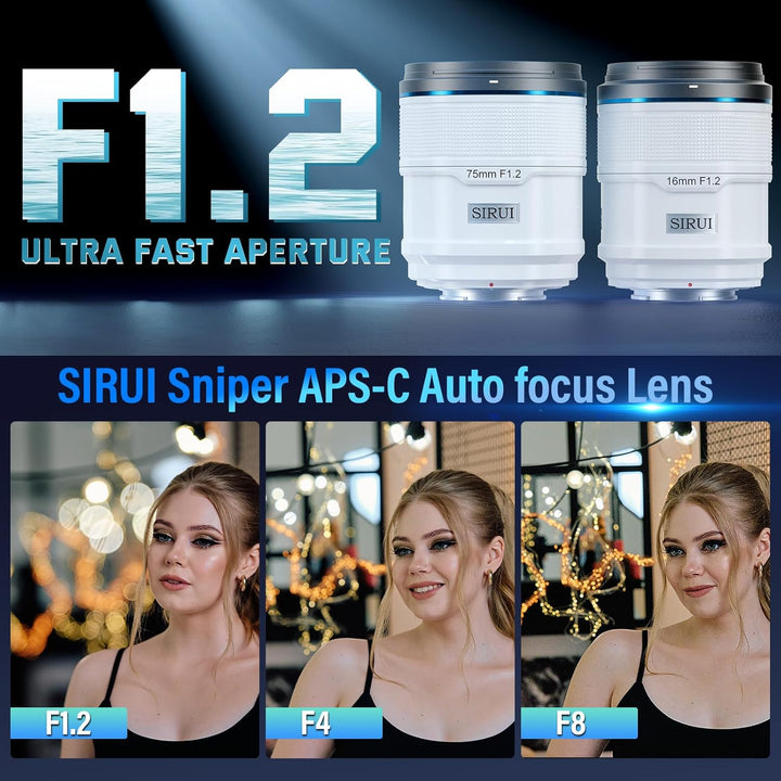 SIRUI Sniper 16mm 75mm Autofokus-Objektiv-Set, F1.2 Weitwinkel APS-C Kameraobjektiv, E Mount Objekti