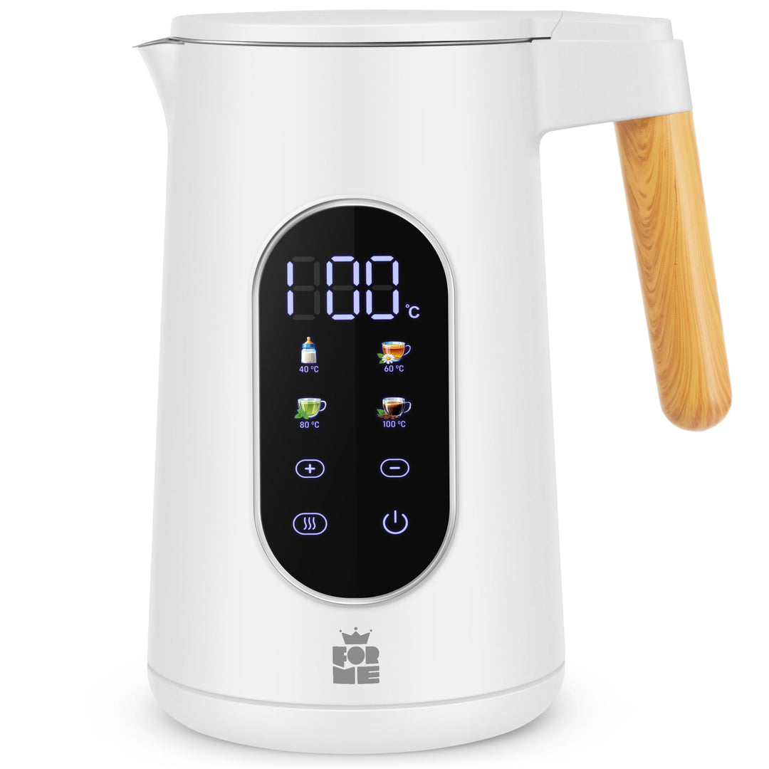 ForMe Edelstahl Wasserkocher 1,7 L mit Temperatureinstellung Temperaturwahl 40-100°C I LED Digitale