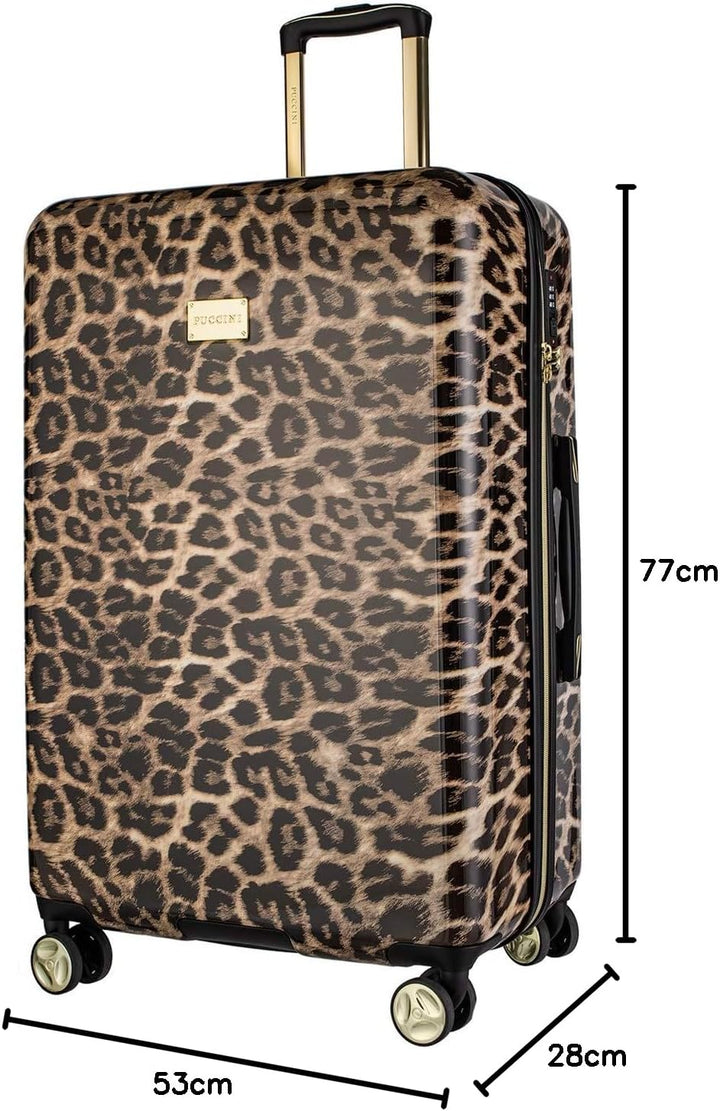 Koffer Reisekoffer Hartschalen Trolly Puccini® Beverly Hills (Leopard Beige 6, Gross) Leopard Beige