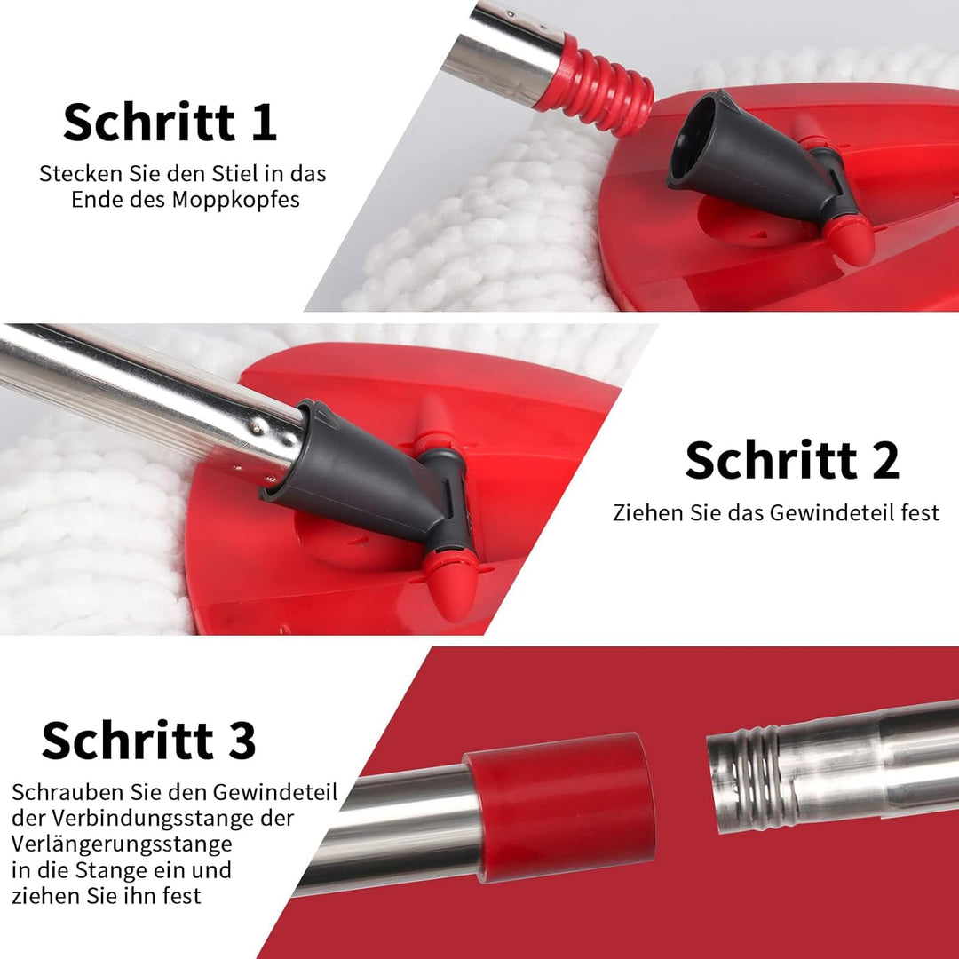 Spin Mop Set Kompatibel mit Vileda Turbo 2in1 EasyWring&Clean,1 Griff + 1 Base Grossartig für Wischm