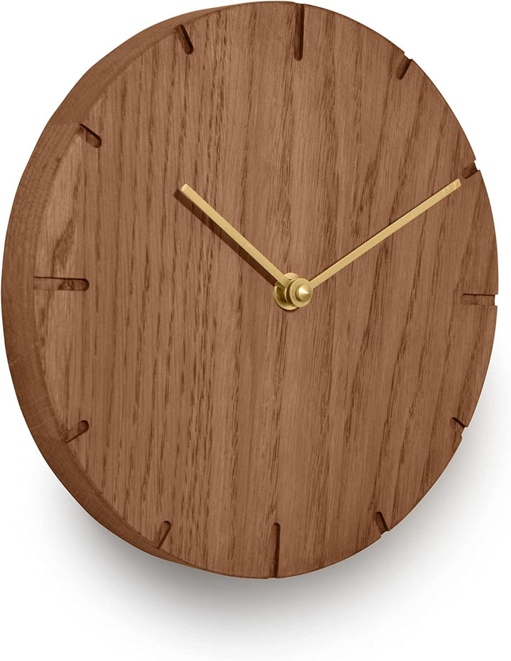 Natuhr Wanduhr Eiche rustikal Holz Solide 20 cm Mini Massivholz, geräuscharmes U.T.S. Uhrwerk (Räuch