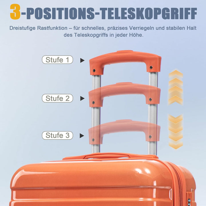 Hartschalen-Koffer Trolley Handgepäck Rollkoffer, Reisekoffer Set mit 4 Rollen, 4er Gepäckset, Blau