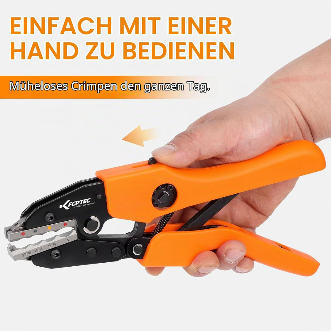 KF CPTEC Crimpzange für Schrumpfverbinder 0,5-8,0 mm² (AWG 22-8) – Krimperzange Kabelschuhe mit Rats