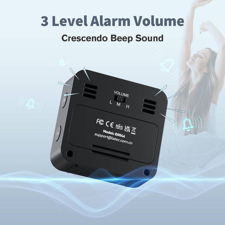 LATEC Wecker Digital, Digitaler Wecker Batterie Alarm Clock, Klein Reisewecker Digital Uhr mit Tempe