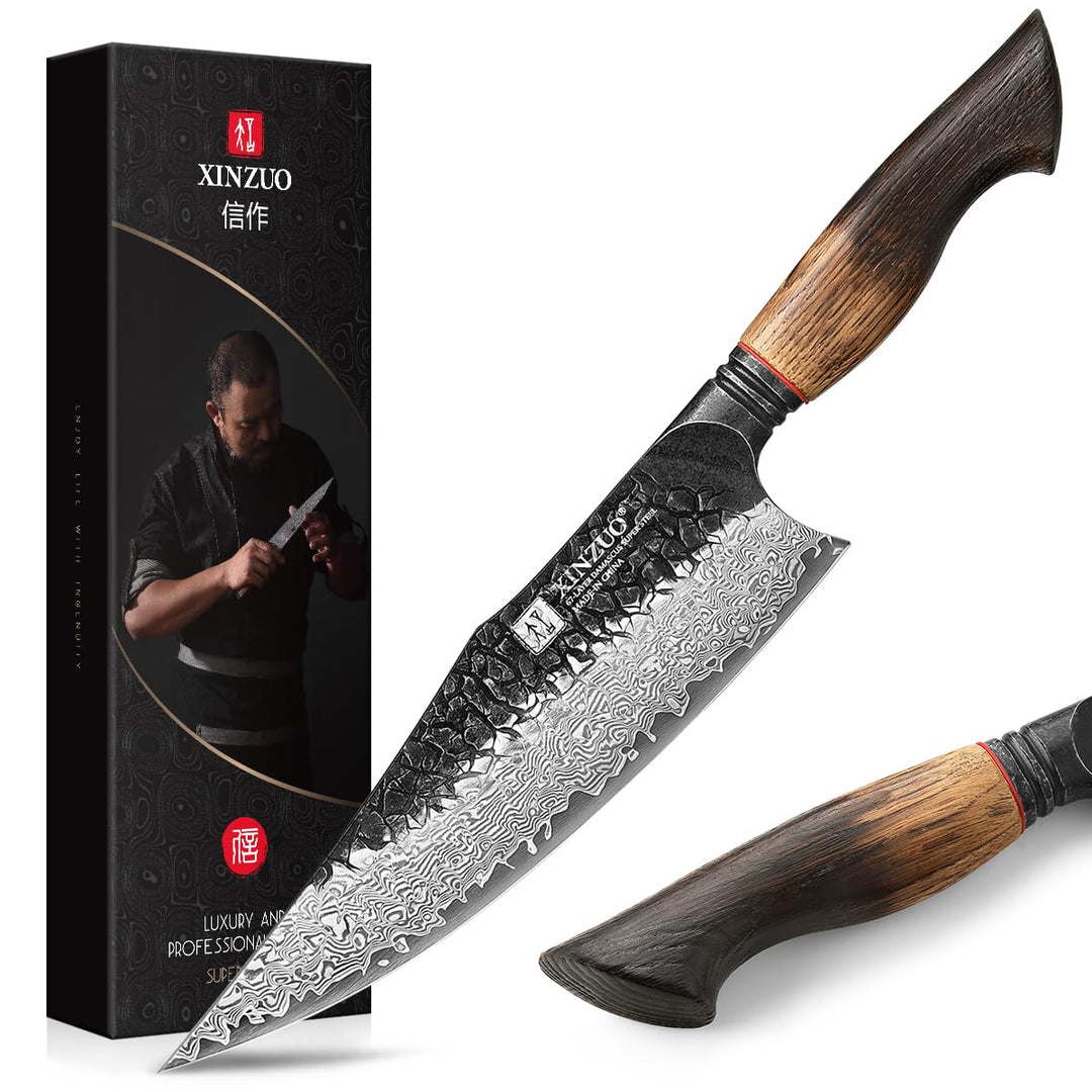 XINZUO 21,9cm Kochmesser Damastmesser Handgeschmiedet 67 Schichten Damaststahl Chefmesser -Profi Sch