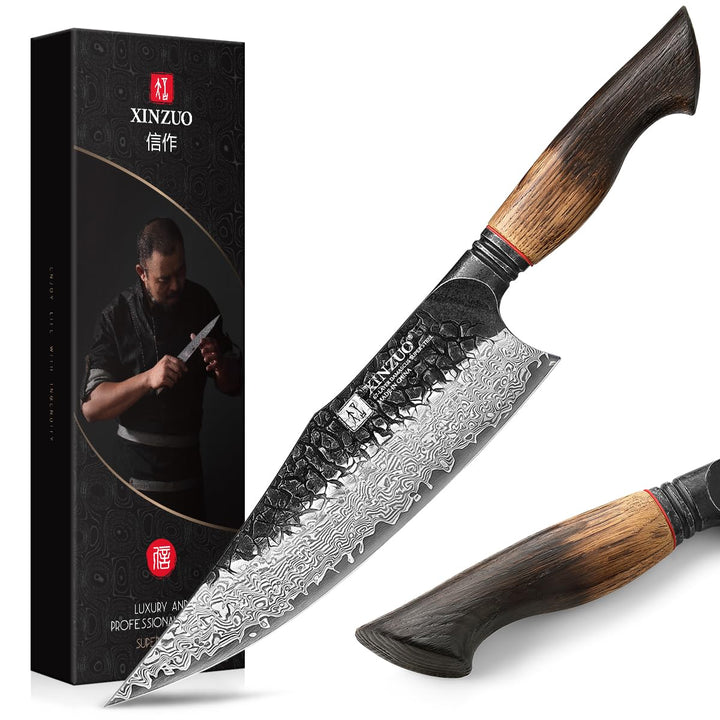 XINZUO 21,9cm Kochmesser Damastmesser Handgeschmiedet 67 Schichten Damaststahl Chefmesser -Profi Sch