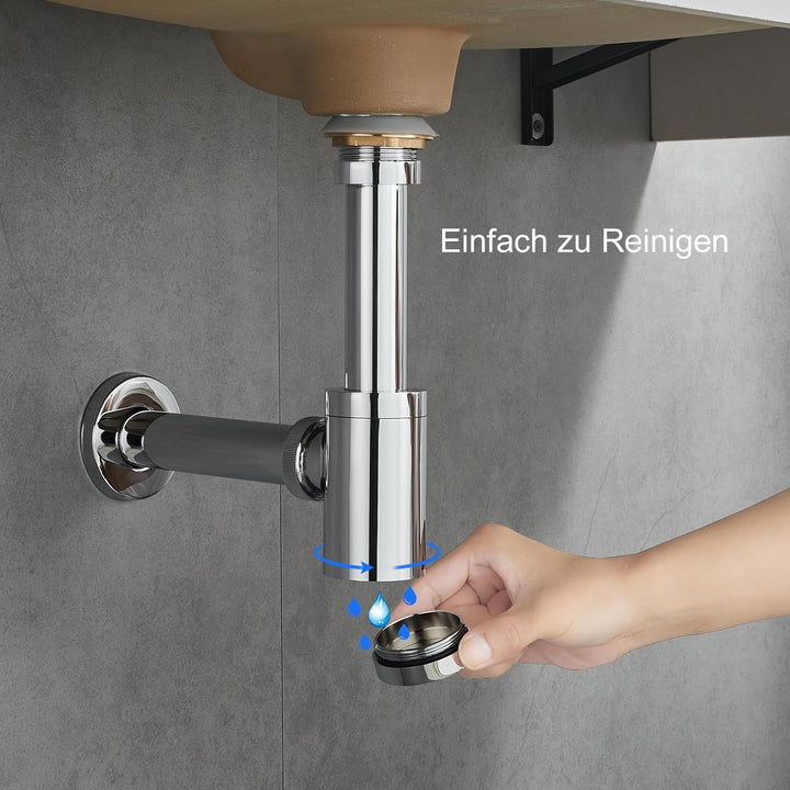 KEOKBON Badezimmer Waschbecken Flaschenfalle, Siphon & Pop up Ventil Ablaufgarnitur ohne Überlauf St