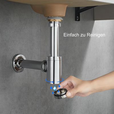 KEOKBON Badezimmer Waschbecken Flaschenfalle, Siphon & Pop up Ventil Ablaufgarnitur ohne Überlauf St