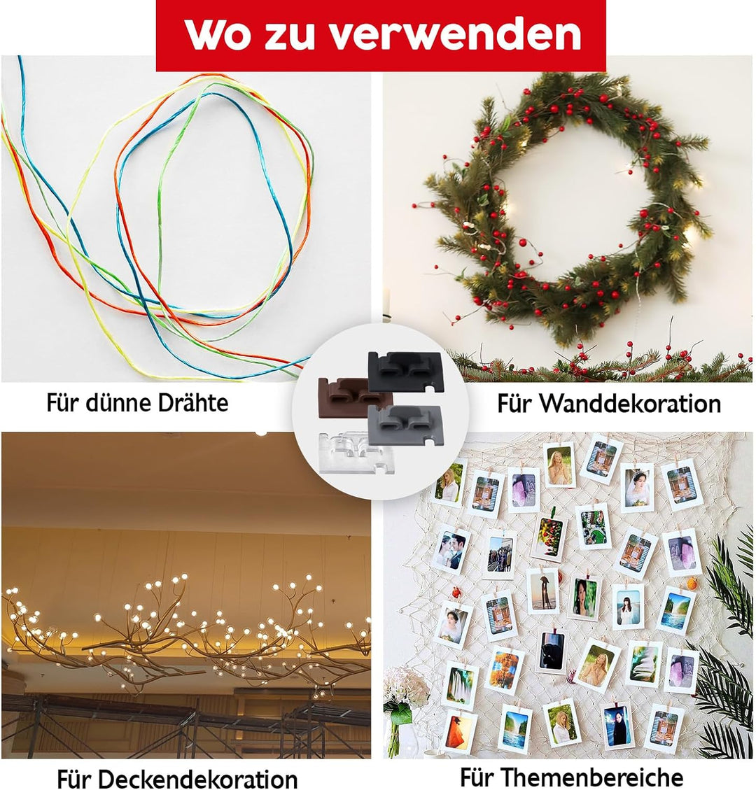 20 Stück Klebehaken mit Montagekleber 30ml, extra stark, für Katzennetz Balkon – ohne Bohren, transp