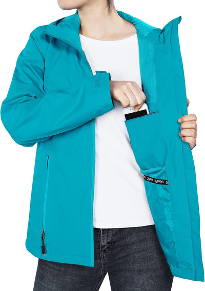 33,000ft Regenjacke Damen Wasserdicht Outdoorjacke Atmungsaktiv Herbst Übergangsjacke Leichte Jacke