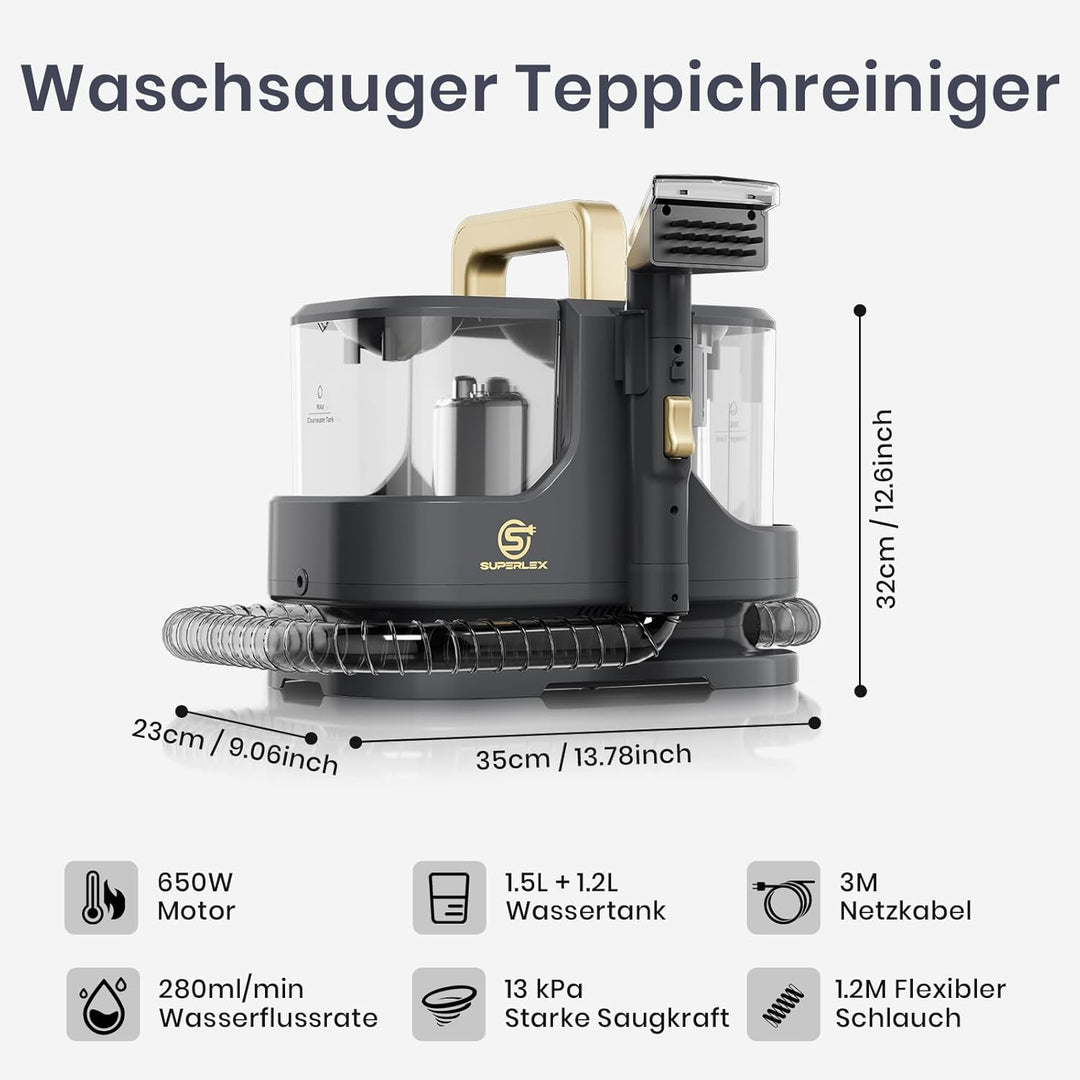 Waschsauger Teppichreiniger mit 1500ml Frischwassertank und 1200ml Schmutzwassertank Polsterreiniger