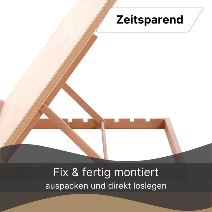 ZEICHENTISCH Workstation | Buchenholz | Zeichenplatte, Zeichenbrett, Tischstaffelei für Malvorlagen
