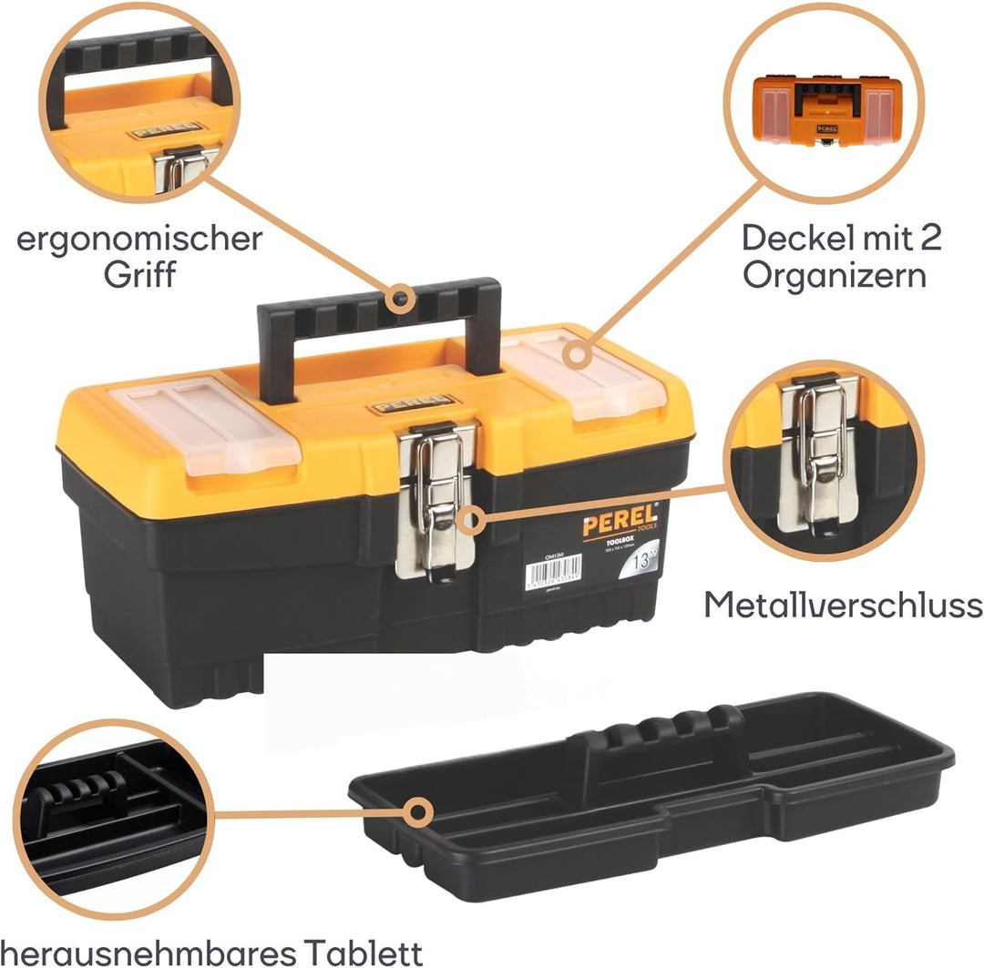 Perel Werkzeugkoffer Kunststoff leer, Werkzeugkasten leer, Werkzeugbox, Werkzeug Organizer Box, Tool