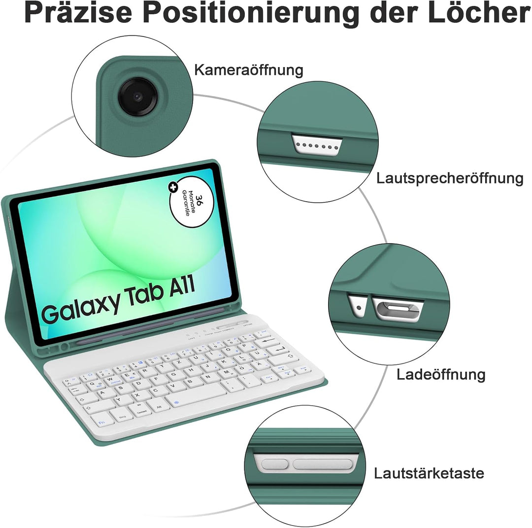 IVEOPPE Hülle mit Tastatur für Samsung Galaxy Tab A11 8.7 Zoll, Deutsches QWERTZ Keyboard, Magnetisc