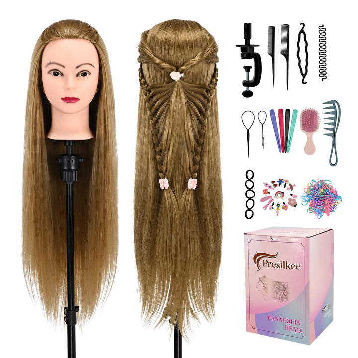 28" Frisierkopf Mit Synthetikfaser-Haar Trainingsköpfe Für Friseure Für Flecht Schneide Styling Übun