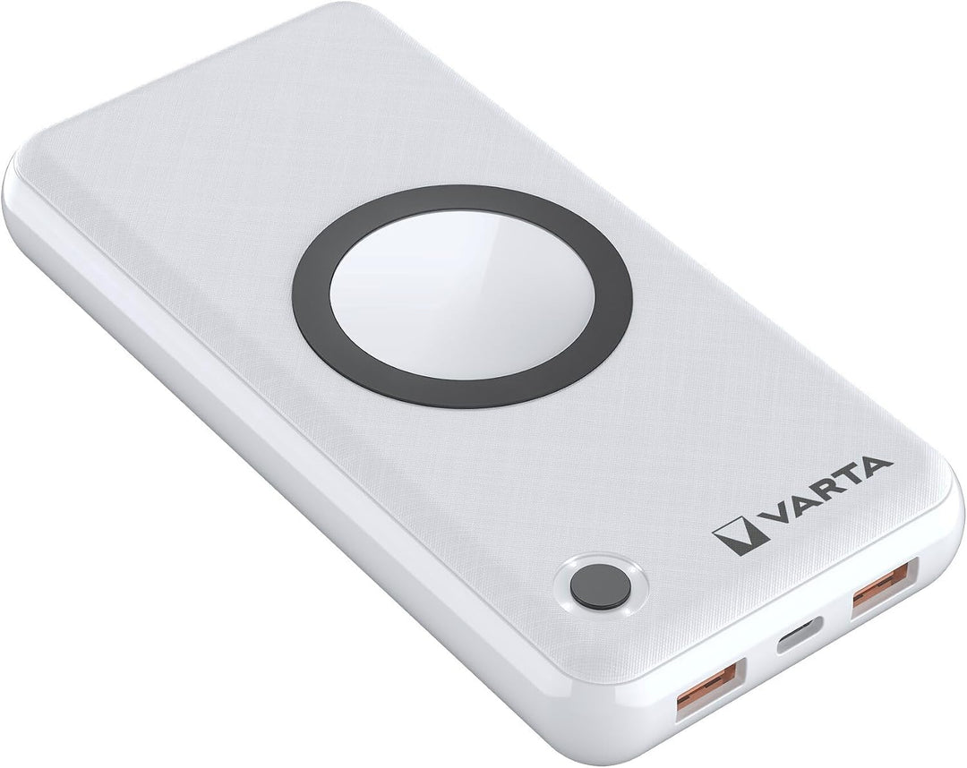 VARTA 2 in 1 Power Bank und Wireless Charger, kabelloses Ladegerät, Powerbank 20000mAh, LED Ladestan