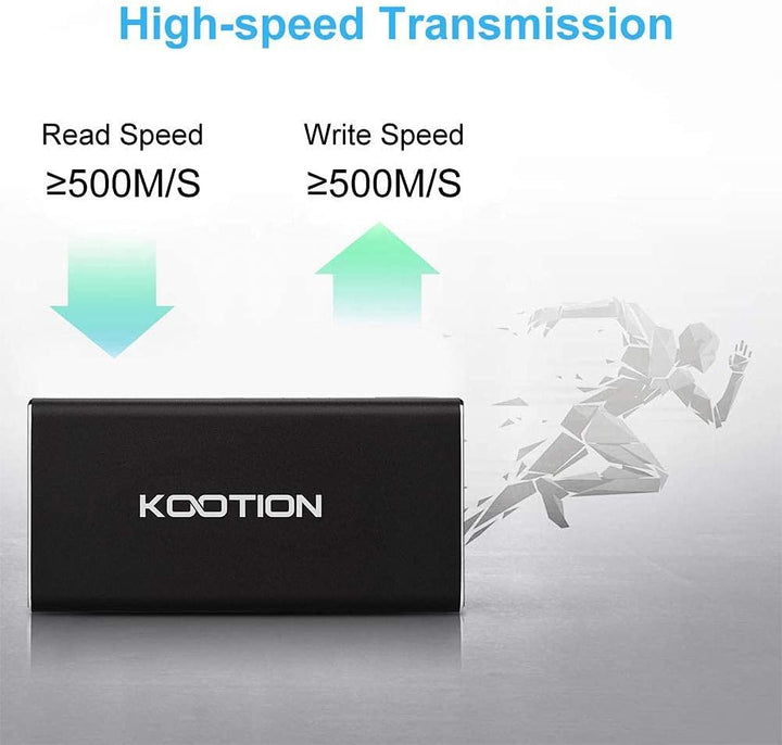 KOOTION Externe Festplatte SSD 500GB, Externe Portable SSD Hard Drive USB 3.1 Typ-C Schnell Solid St