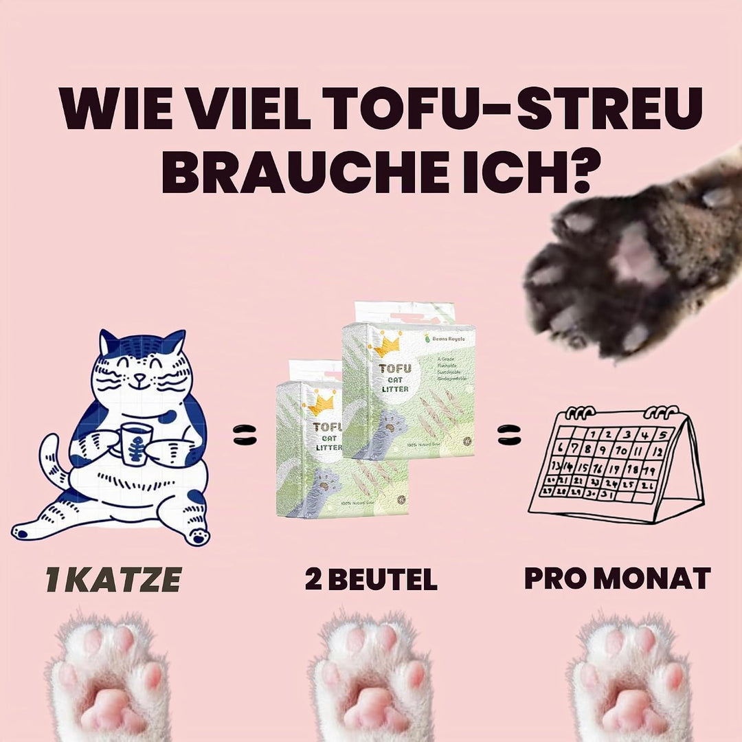Tofu Katzenstreu, klumpendes Kätzchenstreu, spülbar, Erbsfaser, staubfrei, geruchskontrollierend, ge