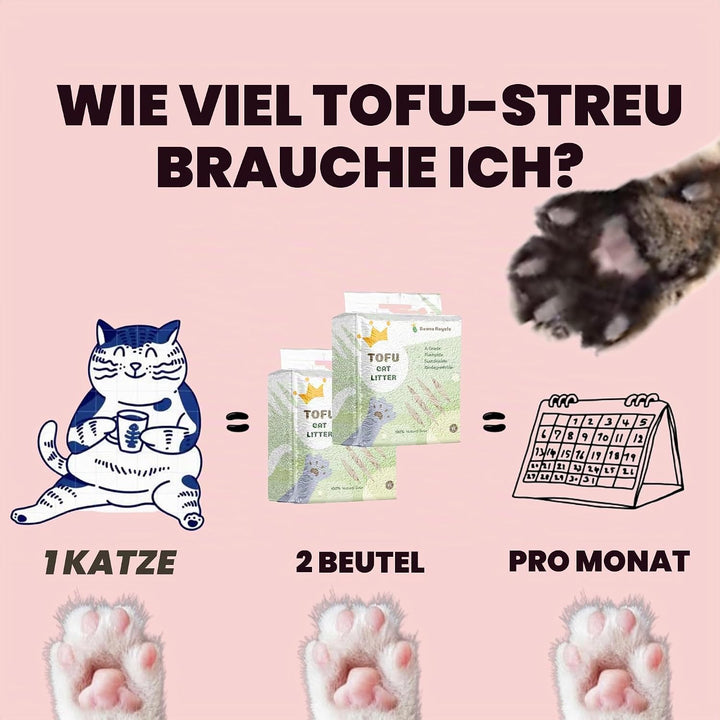 Tofu Katzenstreu, klumpendes Kätzchenstreu, spülbar, Erbsfaser, staubfrei, geruchskontrollierend, ge