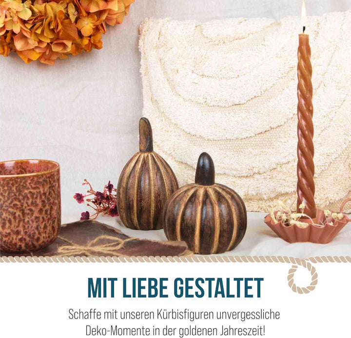 Logbuch-Verlag 2 Kürbis Figuren zum Hinstellen Herbst Dekoration Zierkürbis Herbstdeko Dunkelbraun 1
