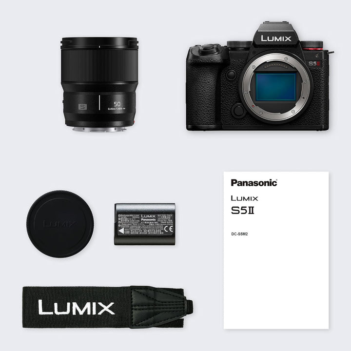 Panasonic LUMIX DC-S5 II Spiegelloses Vollformat-Kameragehäuse mit 50-mm-F1,8-Objektiv, 4K 60p und 6
