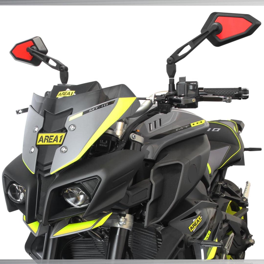 Area1 Universal Motorrad Rückspiegel Paar e-geprüft 2x M10 Rechtsgewinde + Linksgewindeadapter, pass