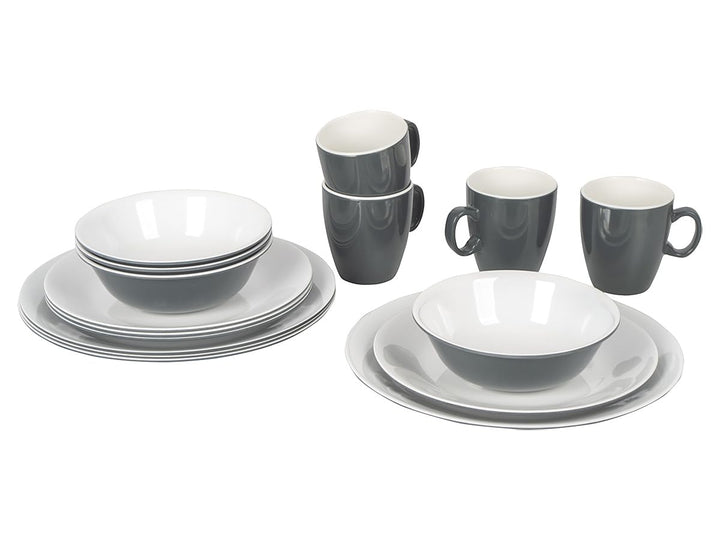 Bo-Camp - Geschirrset - 100% Melamin - 16-teilig - Grau
