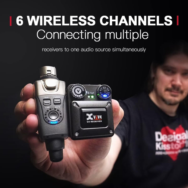 Xvive U4 In Ear Monitor Wireless System Professionelles Drahtloses IEM für Studio, Live-Performance