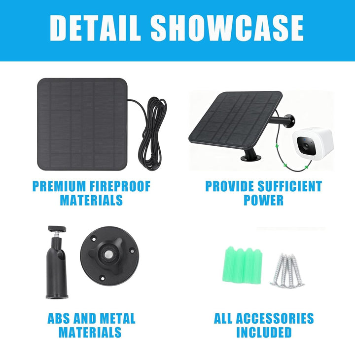 lvifloae Kamera Solarpanel kompatibel mit Ring Spotlight, 6W, Schnellladung, IP65, wasserdicht, vers